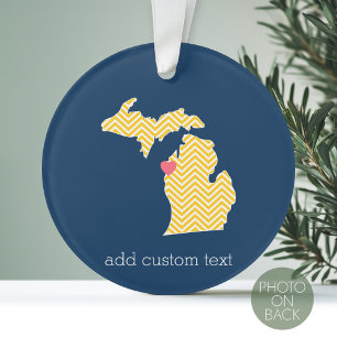Michigan State Map with Custom Love Heart and Name