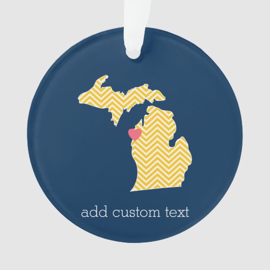 Michigan State Map with Custom Love Heart and Name (devant)