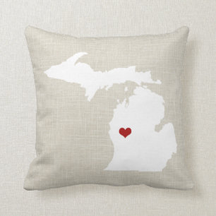 Michigan State Pillow Faux Linen gepersonaliseerd Kussen