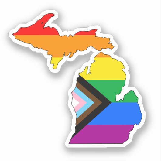 Michigan State Pride LGBTQ Progress Pride Sticker (Voorkant)