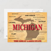 Michigan State Pride Map Silhouette Briefkaart (Voorkant / Achterkant)