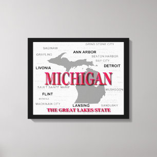 Michigan State Pride Map Silhouette Canvas Afdruk