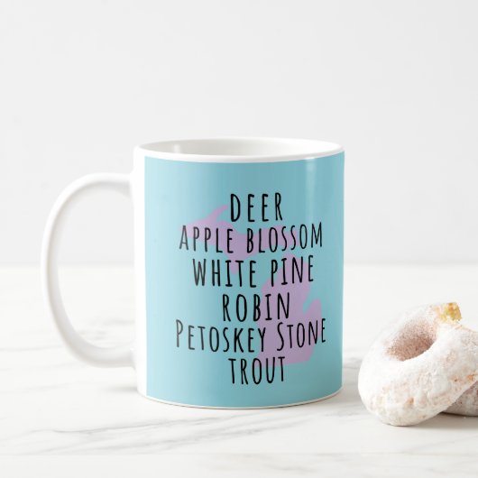 Michigan State Symbols Simple Text Coffee Mug (Avec donut)