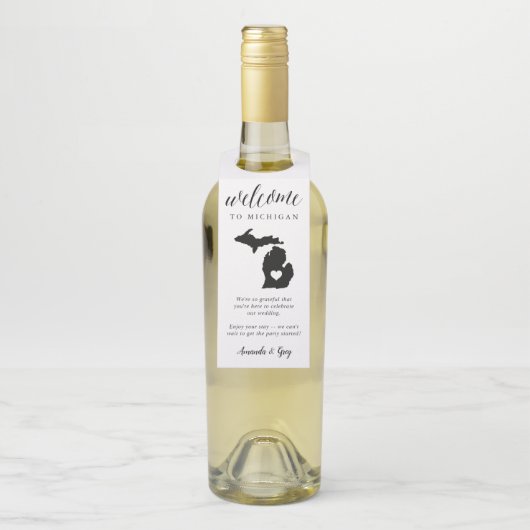 Michigan State Wedding Welcome Favor Flessenhanger (Op fles)