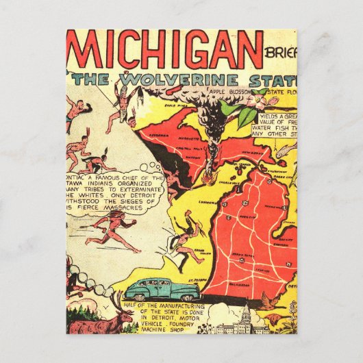 Michigan the Wolverine State Briefkaart (Voorkant)