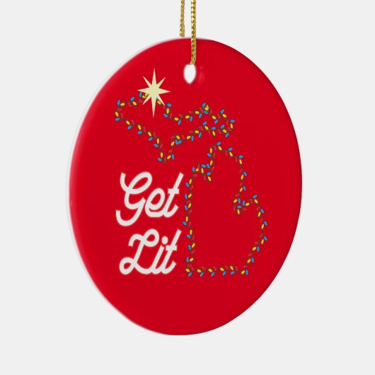 Michigan Theme Ornament met grappig GET LIT (Rechts)