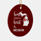 Michigan thuis is waar het hart ligt keramisch ornament (Rechts)
