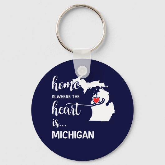 Michigan thuis is waar het hart ligt sleutelhanger (Voorkant)