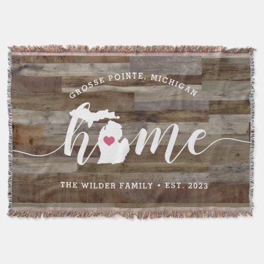 Michigan Thuis Staat Persoonlijke Rustieke Houten  Deken (Voorkant)