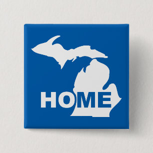 Michigan Thuis Weg Van Staat Knop Badge Speld Vierkante Button 5,1 Cm