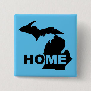 Michigan Thuis Weg Van Staat Knop Badge Speld Vierkante Button 5,1 Cm