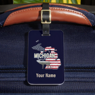 Michigan United States Retro State Map USA Bagagelabel