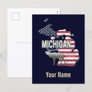 Michigan United States Retro State Map  USA Feestdagenkaart