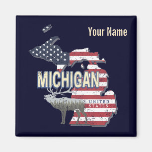 Michigan United States Retro State Map USA Magneet