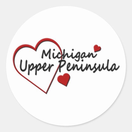 Michigan Upper Peninsula Heart Sticker (Voorkant)