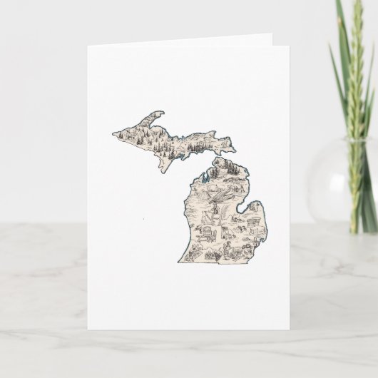 Michigan Vintage Afbeelding Kaart Groeten (Voorkant)