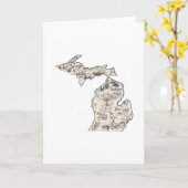 Michigan Vintage Afbeelding Kaart Groeten (Gele Bloem)