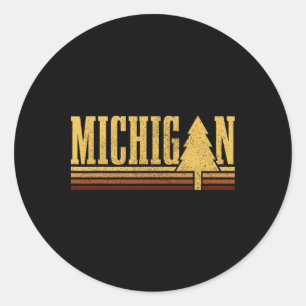 Michigan Vintage Boom Staats trots Kamperen Wandel Ronde Sticker