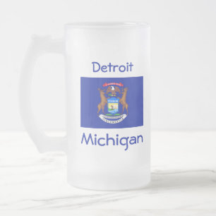 Michigan Vlag Kaart Stad Mok