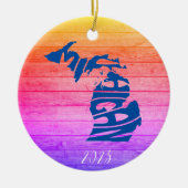 Michigan Vrolijk Kerstfeest - Jaar - Personalisere Keramisch Ornament (Voorkant)