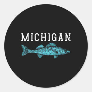 Michigan Walleye Gevist Visser Angler Midwest Ronde Sticker