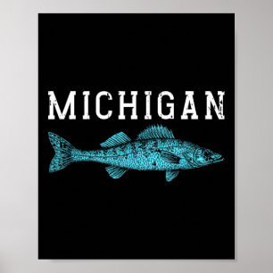 Michigan Walleye Vissen Visser Hengelaar Midwest Poster