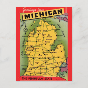 Michigan Welkomstkaart Ansichtkaart Briefkaart