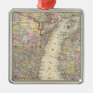 Michigan, Wisconsin Metalen Ornament