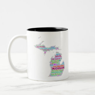 Michigan Word Cloud Tweekleurige Koffiemok