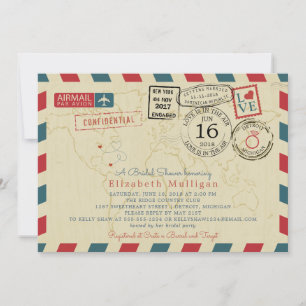 Michigan World Traveler Airmail Vrijgezellenfeest Kaart
