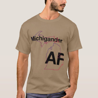 Michigander AF Minimalistische omtrek van Michigan T-shirt