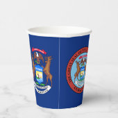 Michigander Flag & Seal, Flag of Michigan Papieren Bekers (Rechts)