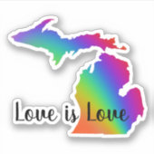 Michigander | liefde is liefde| regenboogtrots sticker (Voorkant)