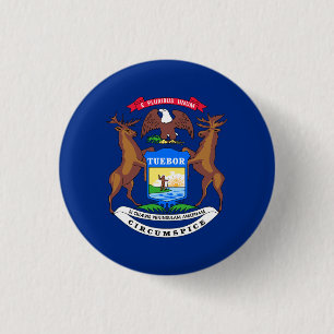 Michigander Vlag, vlag van Michigan Ronde Button 3,2 Cm