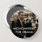 MICHIGANDERS VOOR OBAMA RONDE BUTTON 4,0 CM (Voorkant /achterkant)