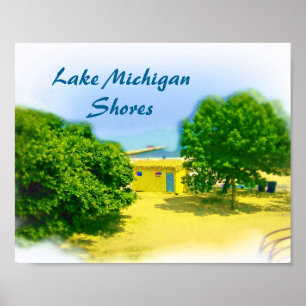 Michiganmeer oevers van Chicago Beach Poster