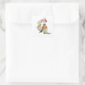 Michiganvogel en -bloem vierkante sticker (Tas)