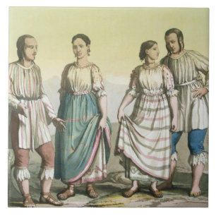 Michoacan Indians in Traditional Costume, Mexico ( Tegeltje