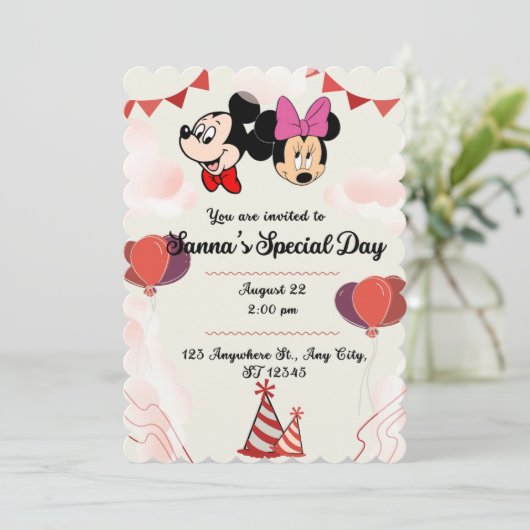 Mickey Kids verjaardagsuitnodiging Kaart (Staand voorkant)