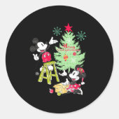 Mickey Minnie Clic Christmas Tree Ronde Sticker (Voorkant)