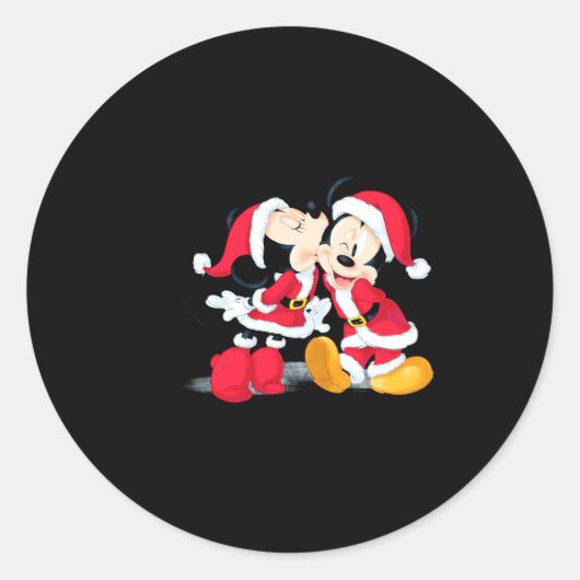 Mickey Minnie Jingle Bell Fun Ronde Sticker (Voorkant)