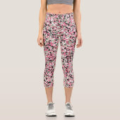 Micro Camo Rose Vert Haut Taille Capri Leggings (Recto)