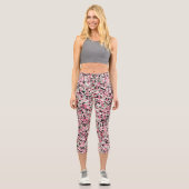 Micro Camo Rose Vert Haut Taille Capri Leggings (Recto)
