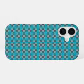 Micro Geruite blauwe iPhone Protector 16 Hoesje (Achterkant horizontaal)