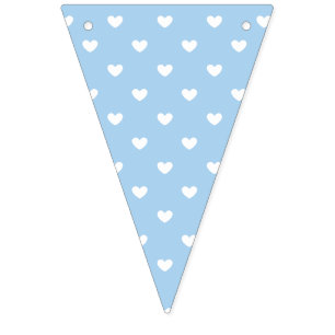 Micro Hartjes Wit - Babyblauw Vlaggetjes