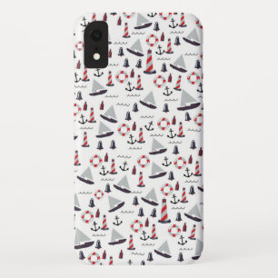 Micro Nautical Patroon vintage stijl afdruk. iPhone XR Hoesje