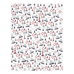 Micro Nautical Patroon vintage stijl afdruk. Foto Afdruk