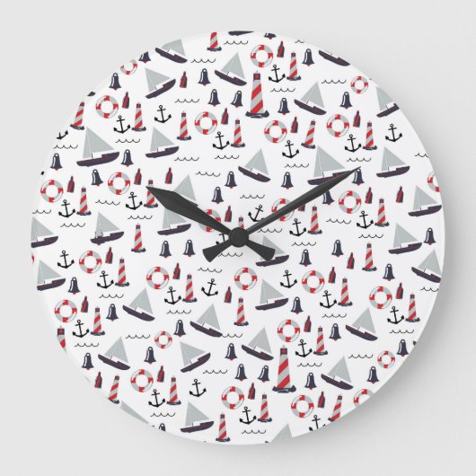 Micro Nautical Pattern stijl print. Grote Klok (Voorkant)