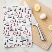 Micro Nautical Pattern  stijl print. Theedoek (Quarter Fold)