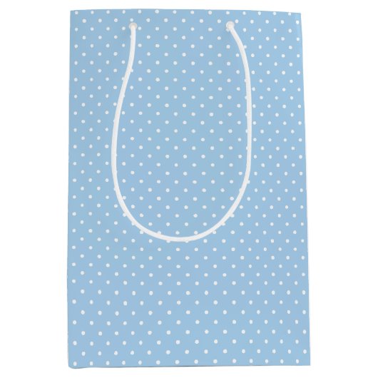 Micro Polka Dot White - Baby Blue Medium Cadeauzakje (Voorkant)